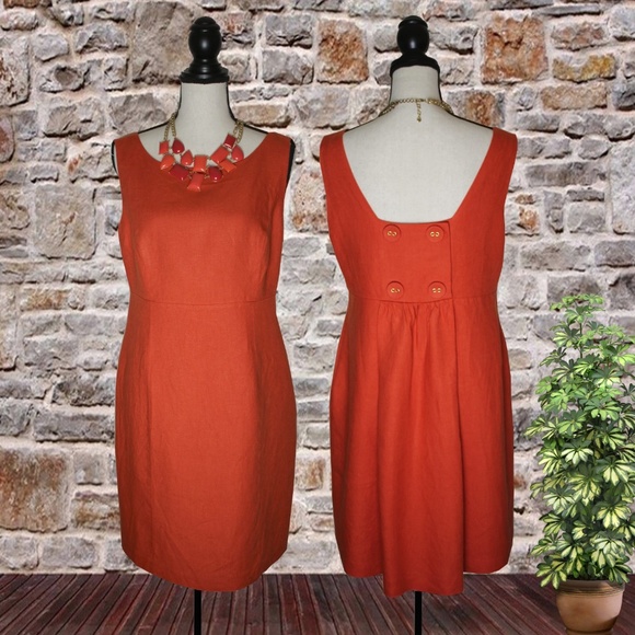 Talbots Dresses & Skirts - Talbots Irish Linen Orange Dress Size 12 Petite